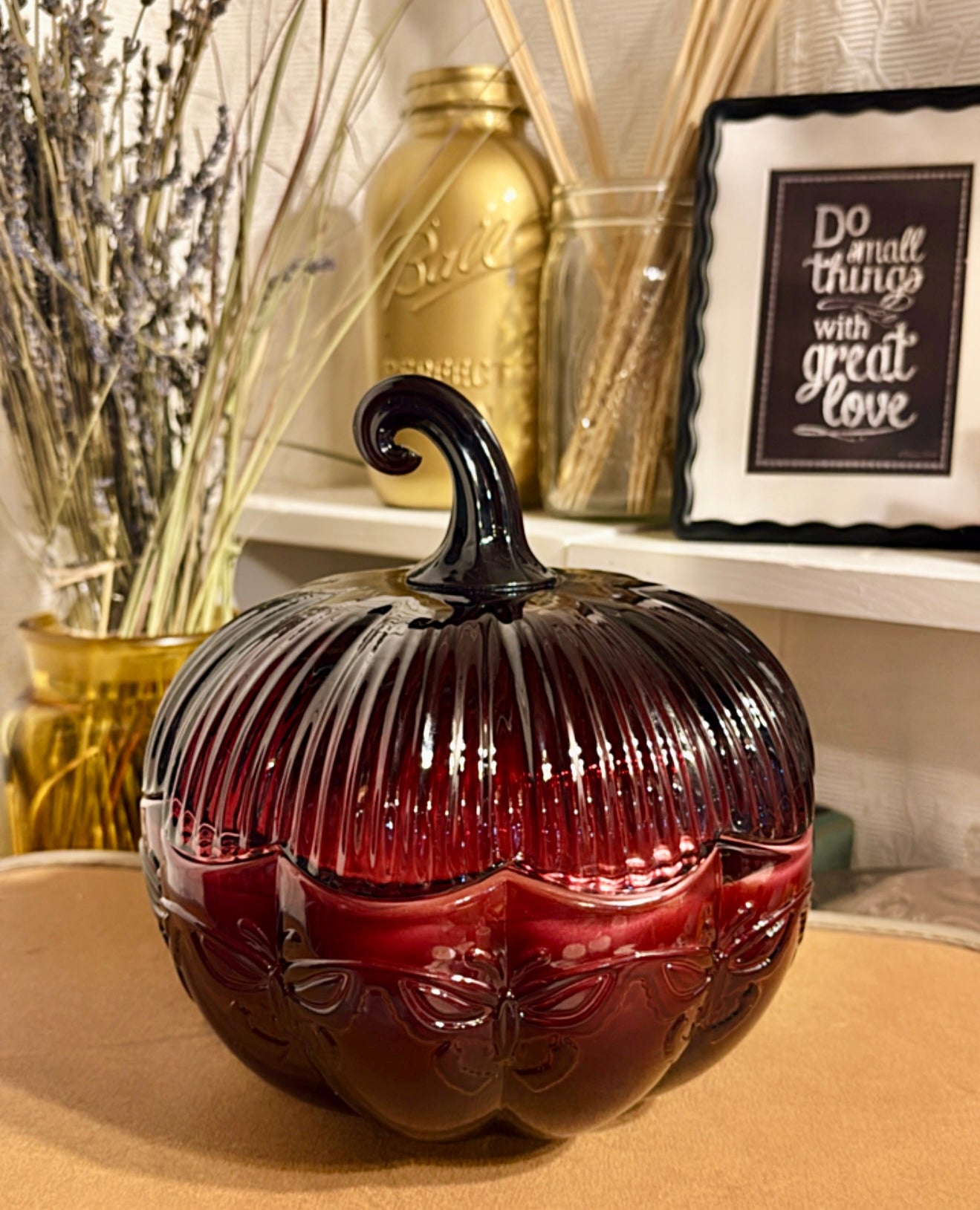 Large Burgundy Butterfly Pumpkin Custom Soy Wax Candle