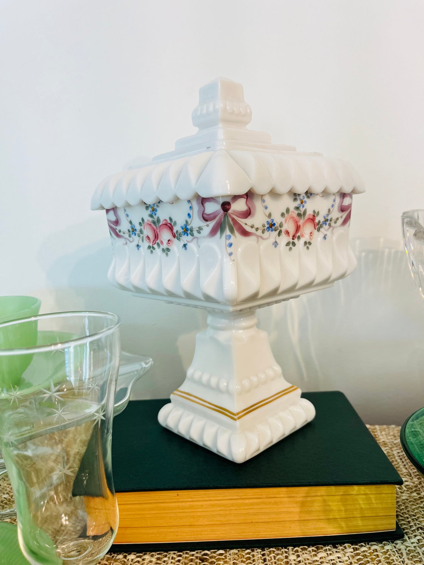Vintage Westmoreland Milk Glass Wedding Box Candy Dish Candle