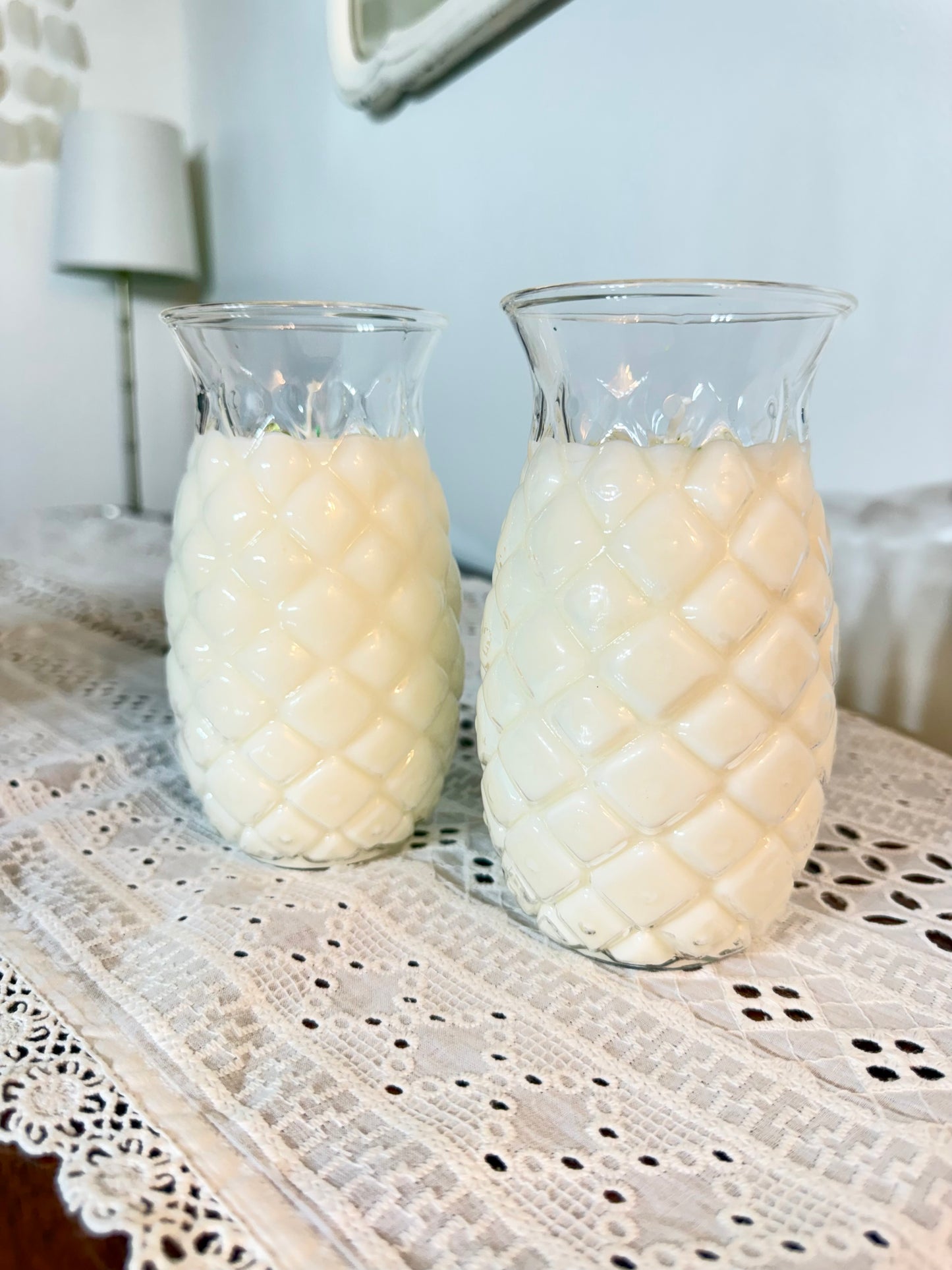 Tropical Sunshine: Glass Pineapple Soy Candle Set