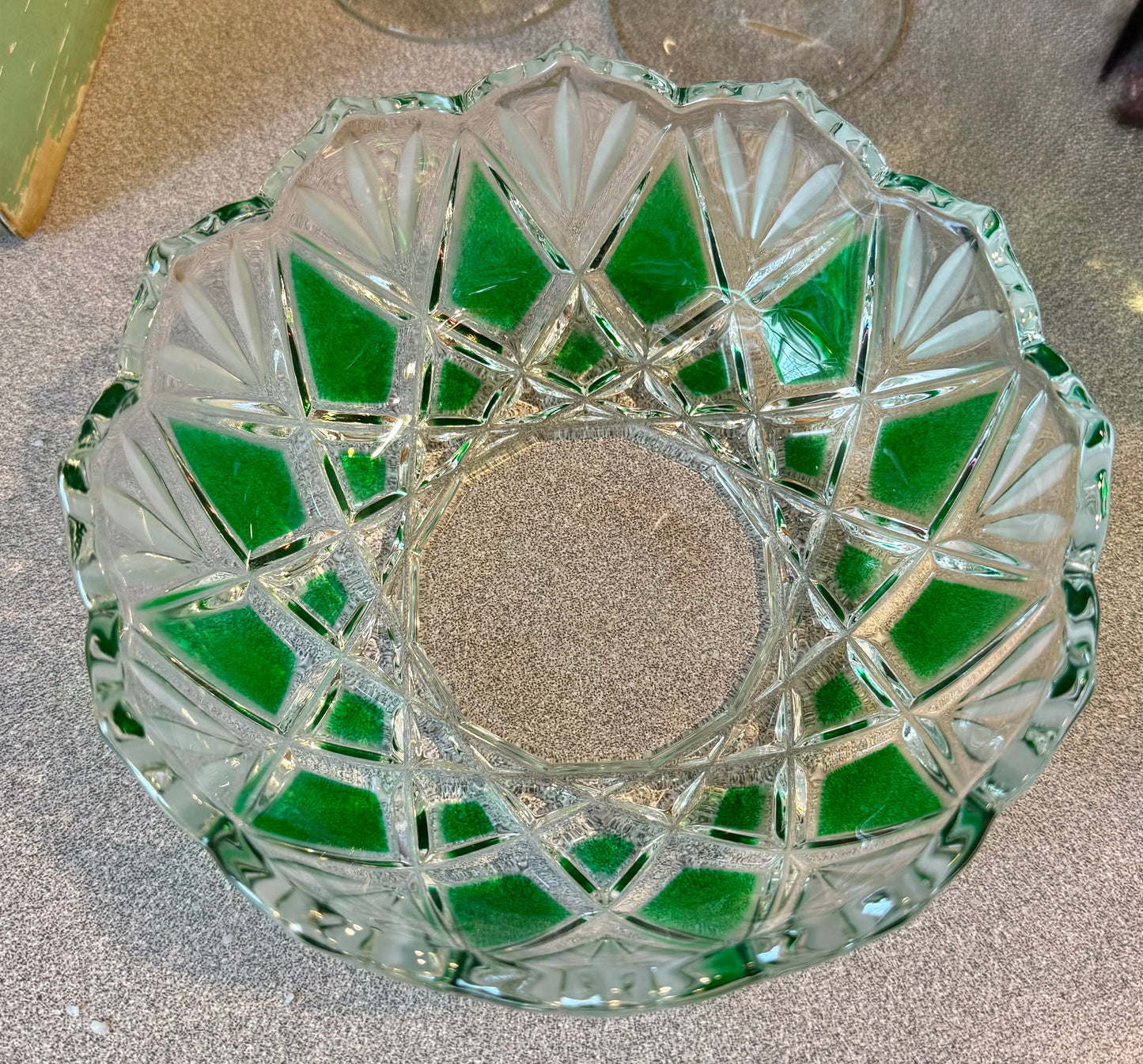Green and Clear Geometric Bowl Candle