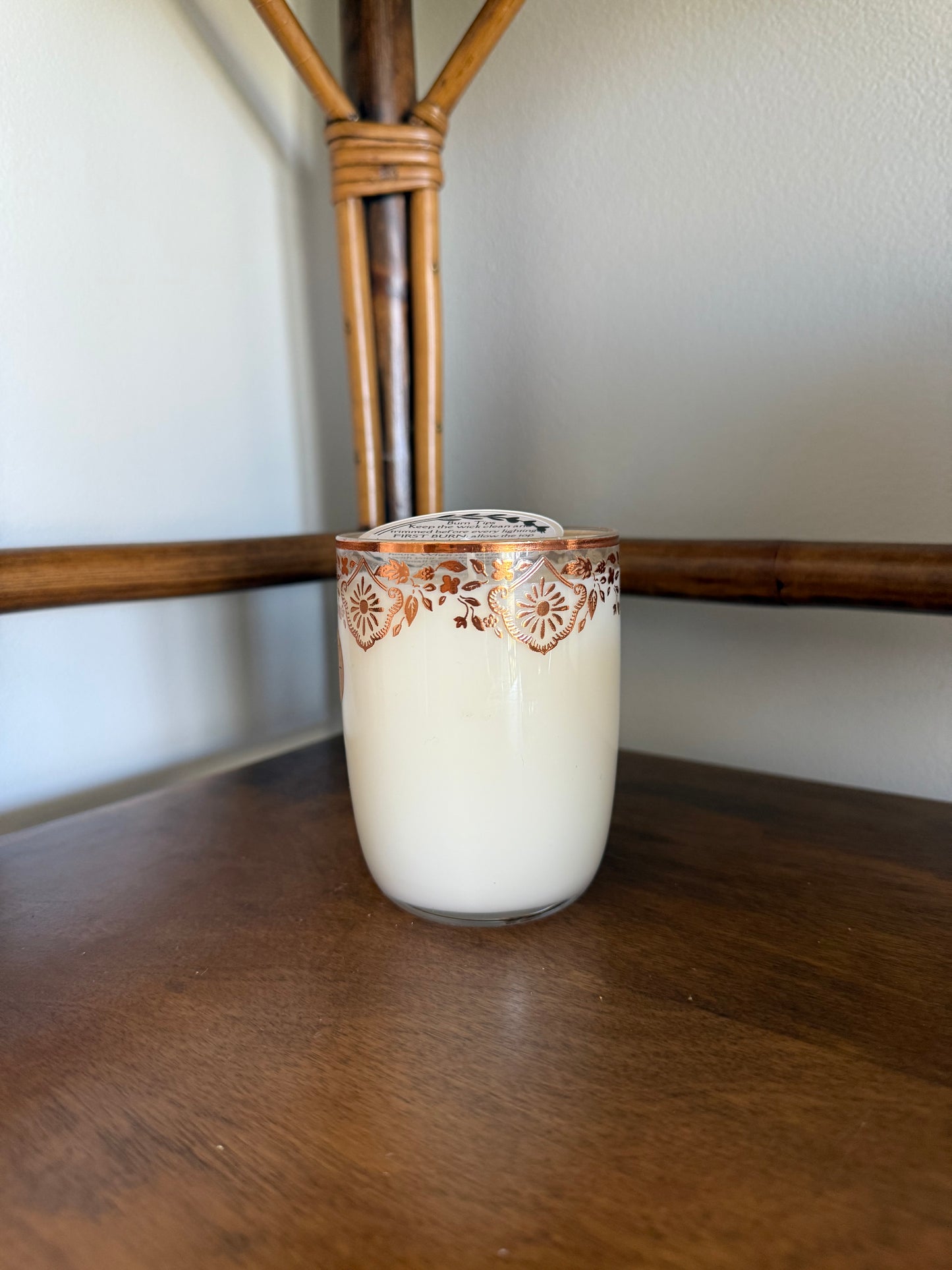 Adorable Juice Glass with Copper Trim Candle