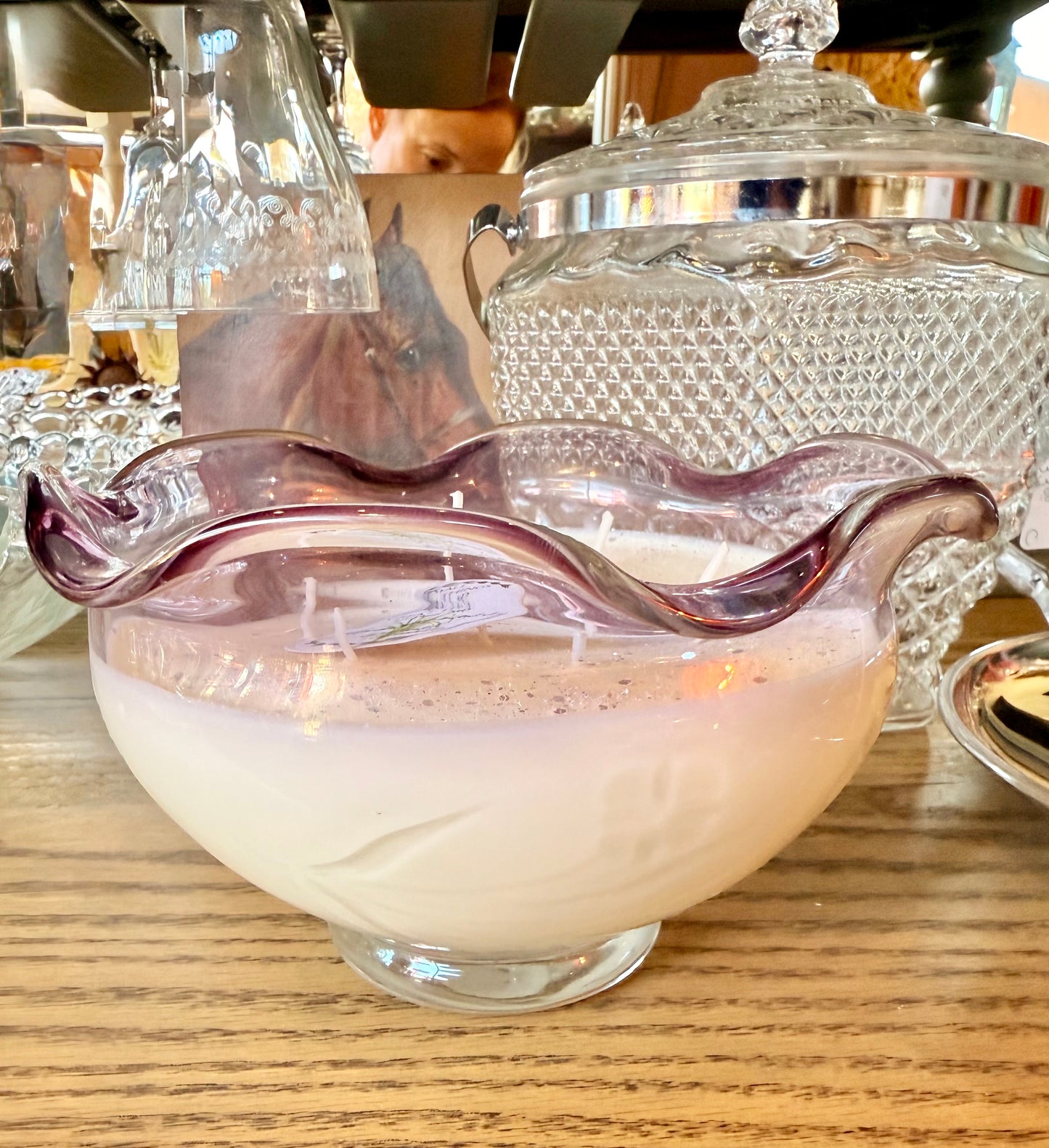 Purple Ruffle Edge Bowl Soy Wax Candle