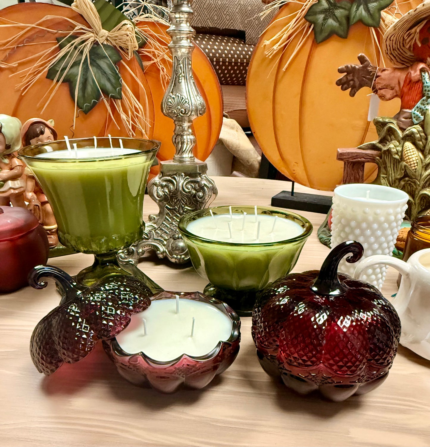 Burgundy Glass Pumpkin Custom Soy Wax Candle