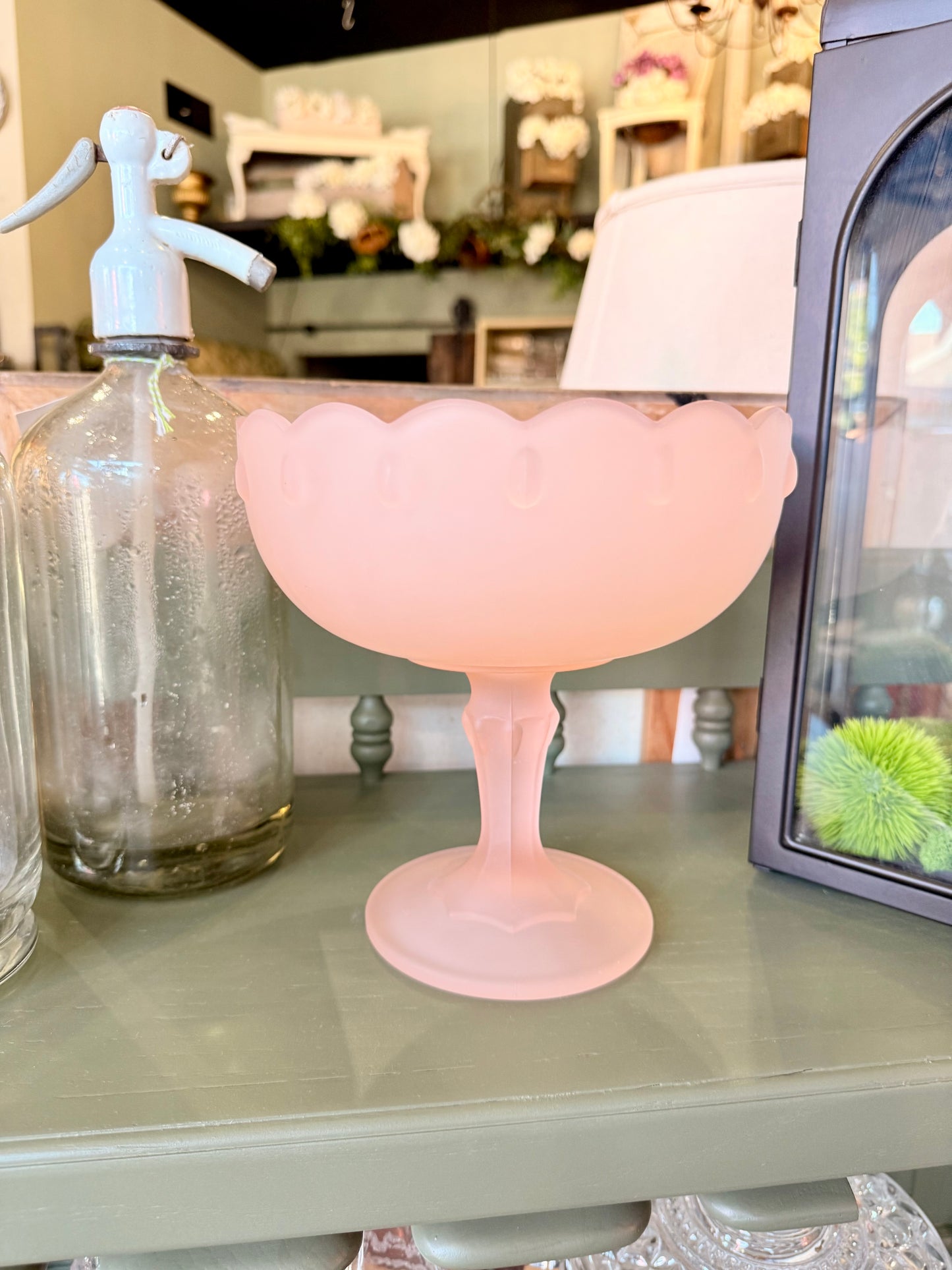 Frosted Pink Tear Drop Compote Custom Candle