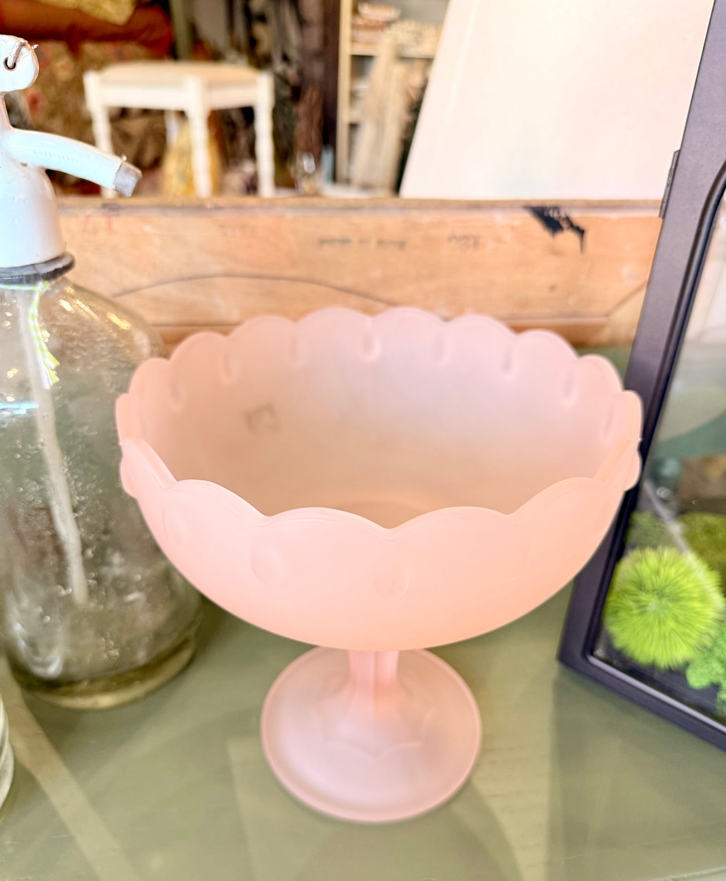 Frosted Pink Tear Drop Compote Custom Candle