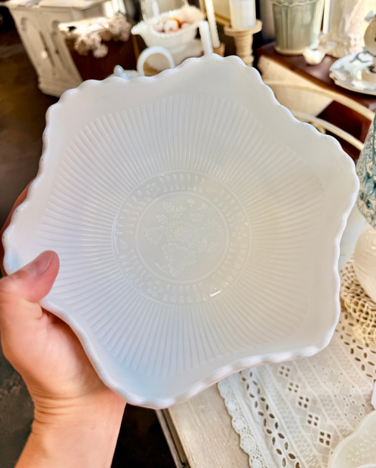 Tree of Life Milk Glass Bowl Custom Candle