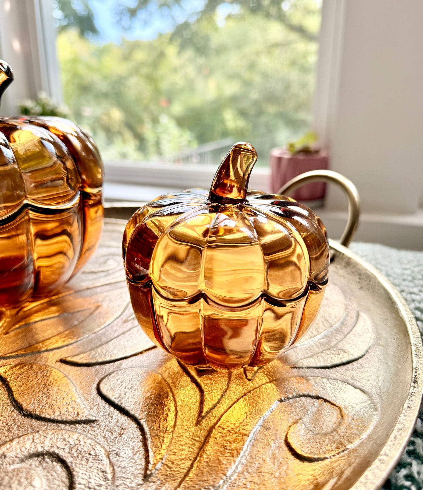 Large Amber Pumpkin Dish Custom Candle