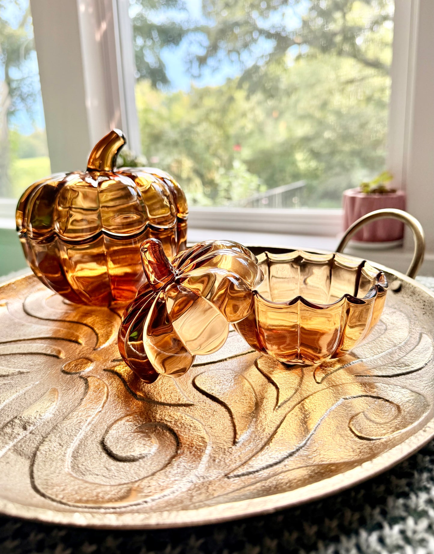 Large Amber Pumpkin Dish Custom Candle