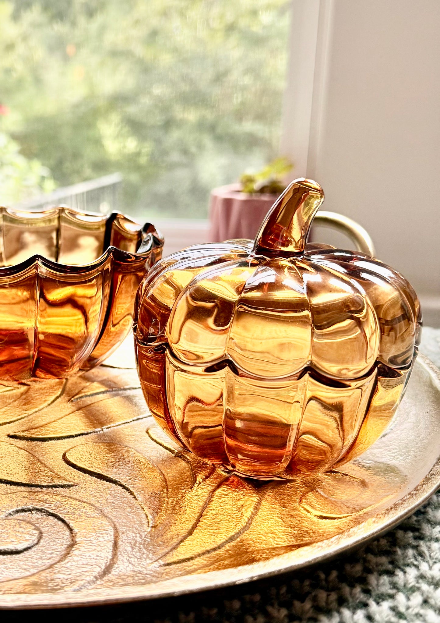 Large Amber Pumpkin Dish Custom Candle