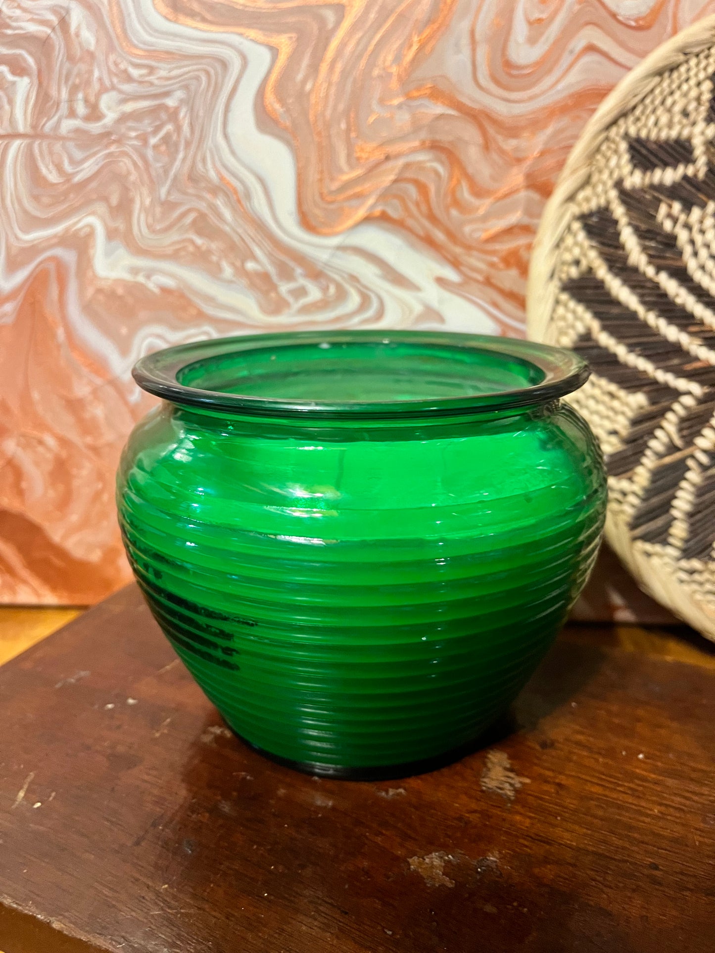 Vintage National Potteries Emerald Green Jar