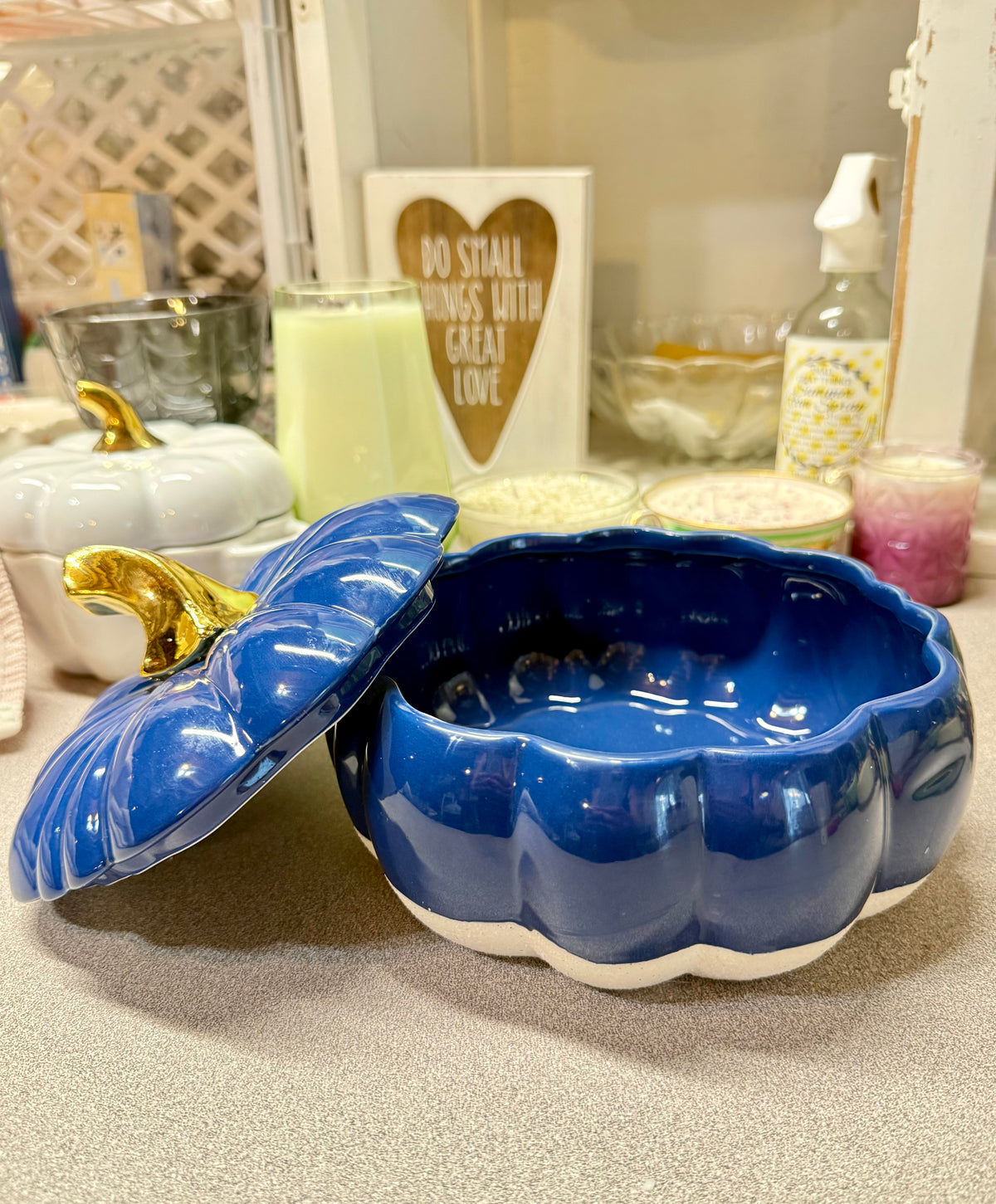 Blue Pumpkin Candle