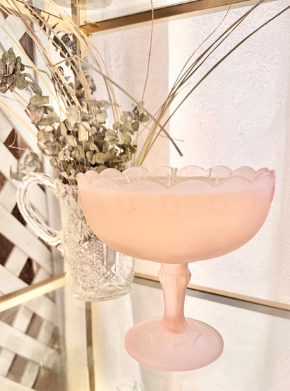 Frosted Pink Tear Drop Compote Soy Wax Candle