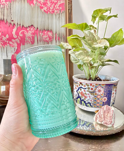 Teal Drinking Glass Soy Wax Candle