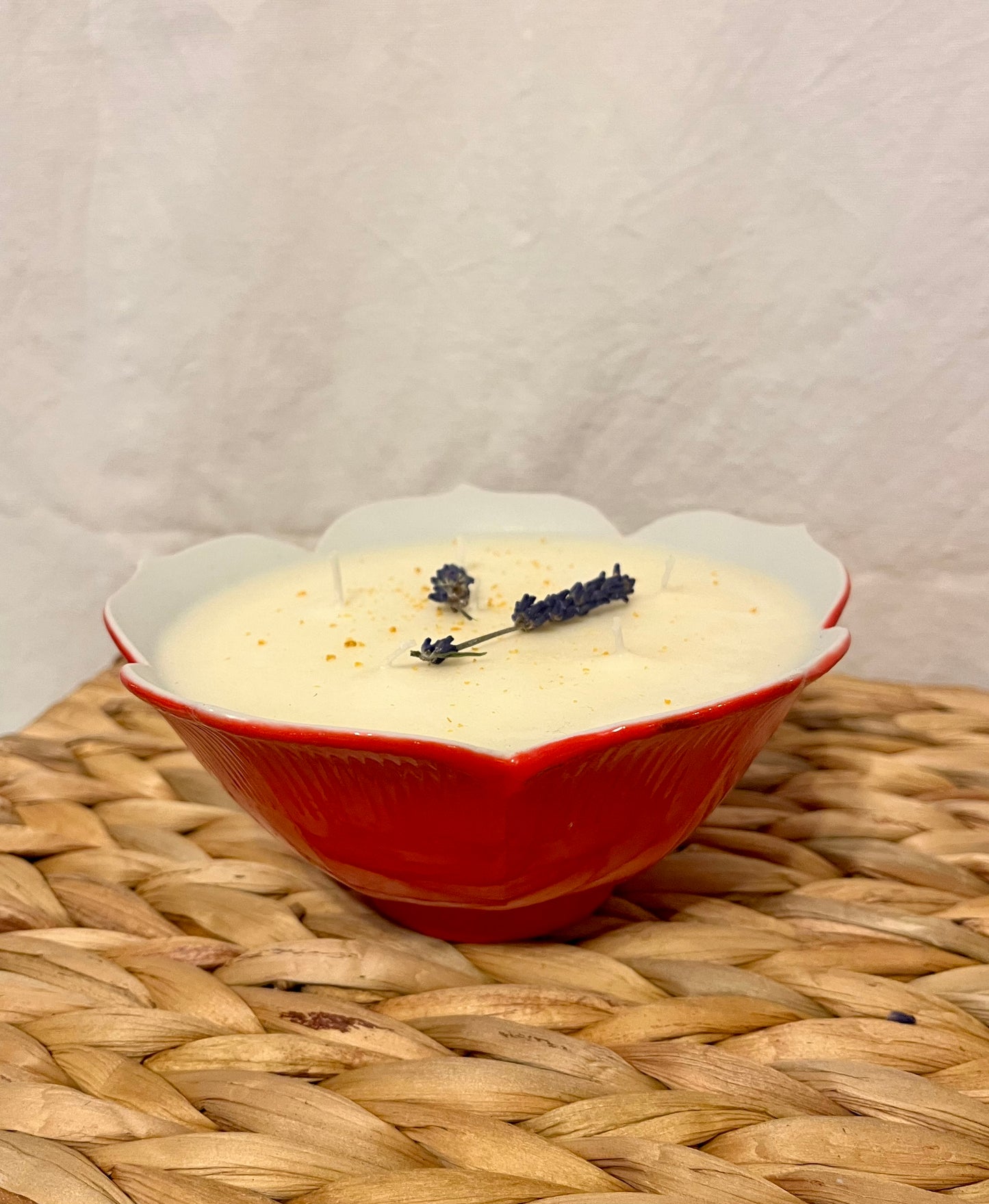 Red Flower Bowl Soy Wax Candle