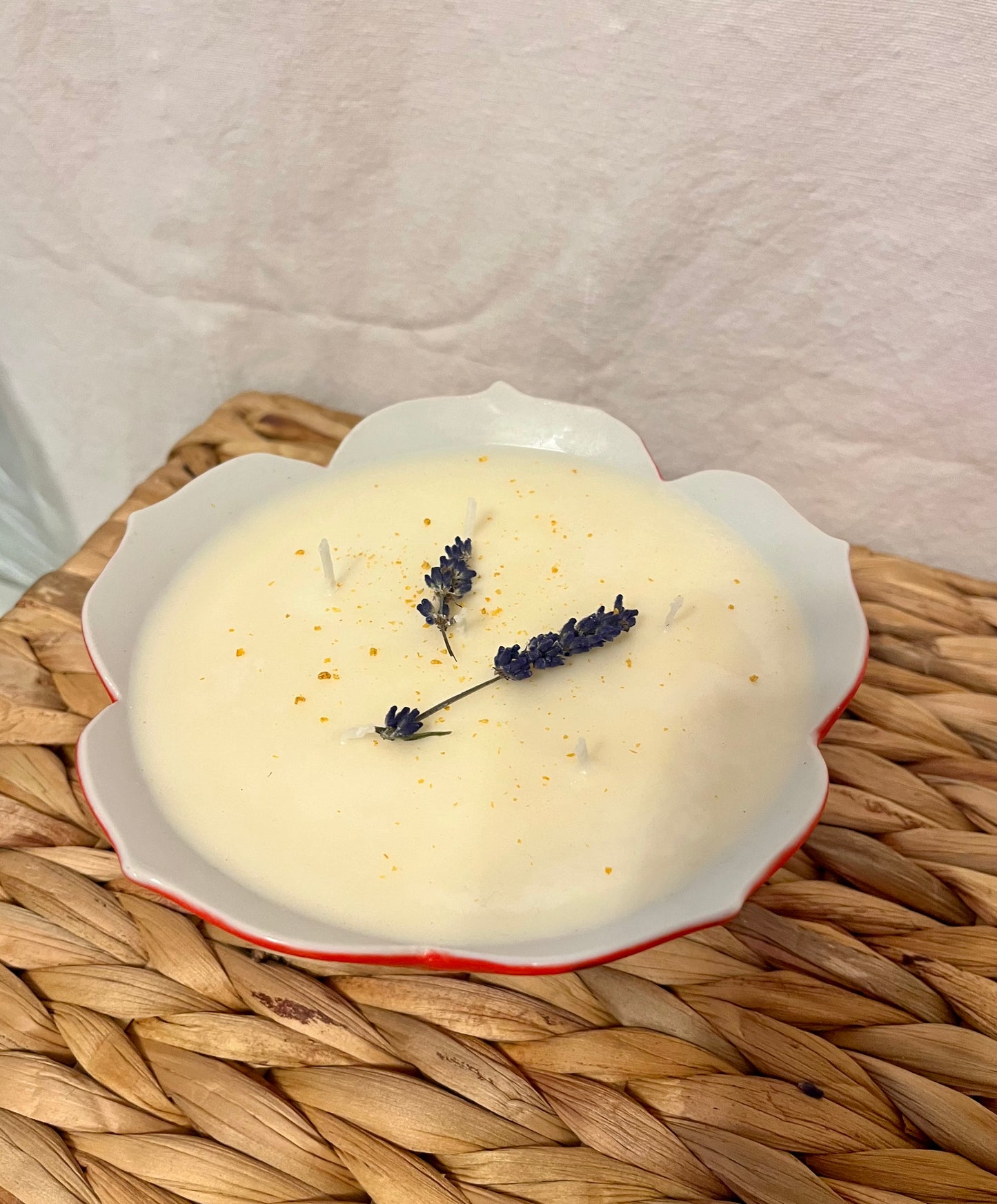 Red Flower Bowl Soy Wax Candle