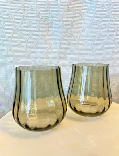 Green Stemless Wine Glasses Custom Candle set of 2