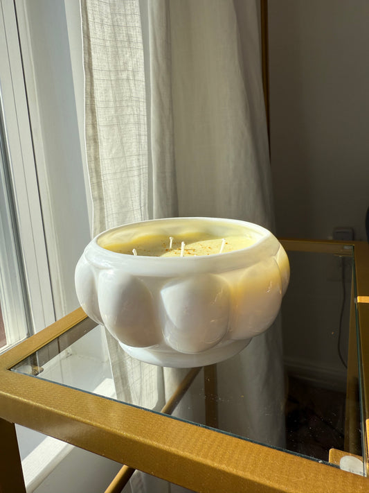 Bubble Milk Glass Bowl Candle