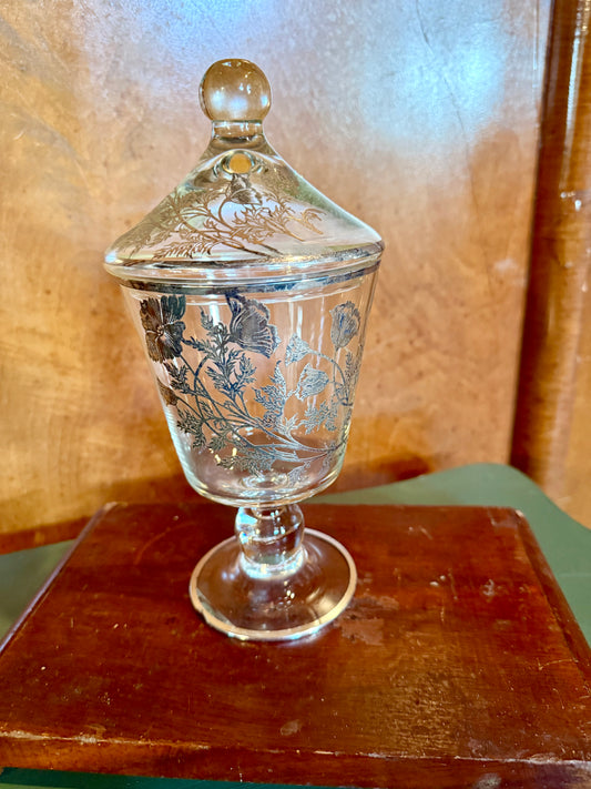 Silver Overlay Apothecary Jar with Lid