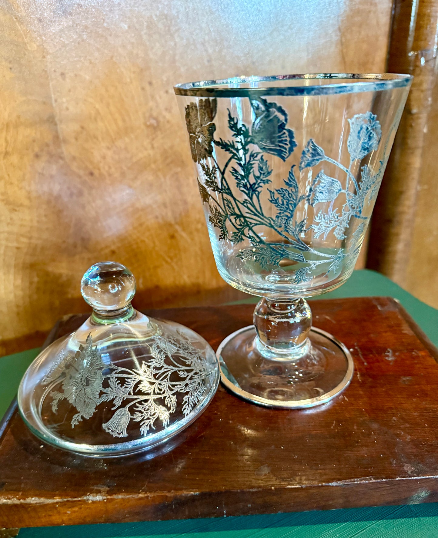 Silver Overlay Apothecary Jar with Lid