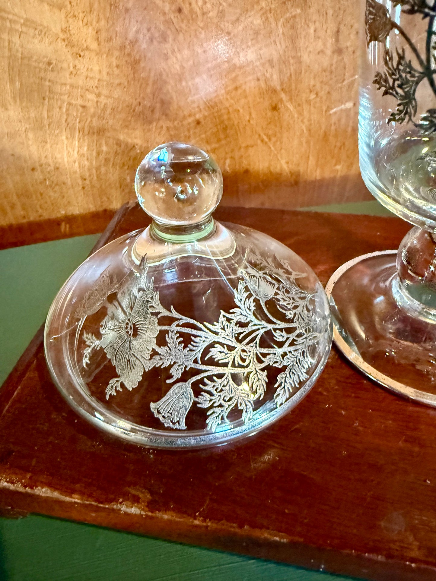 Silver Overlay Apothecary Jar with Lid