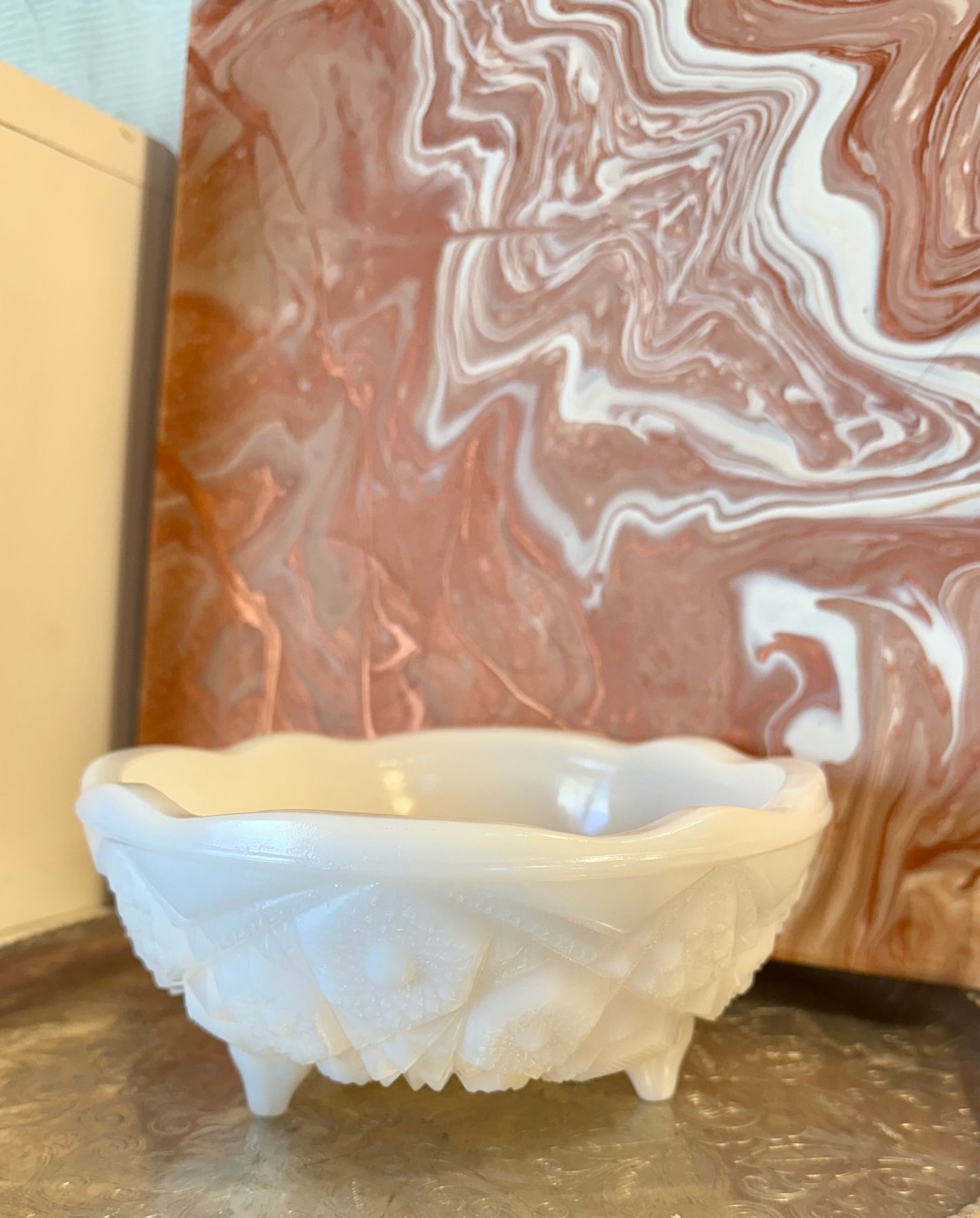 Milk Glass Footed Bowl Custom Candle