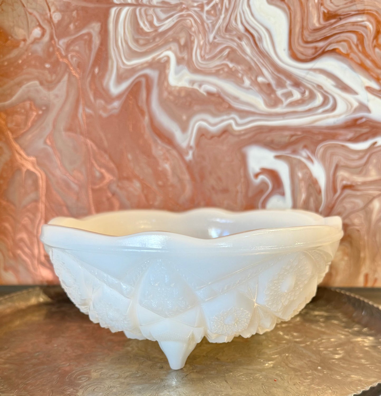 Milk Glass Footed Bowl Custom Candle