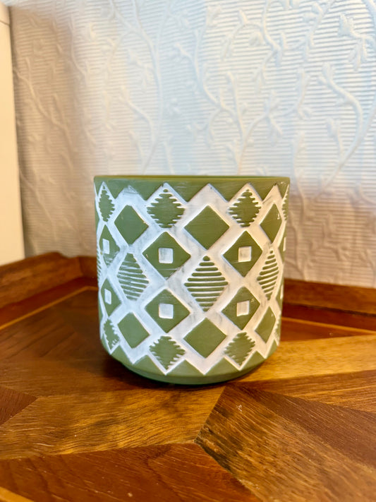 Green and White Planter Custom Candle