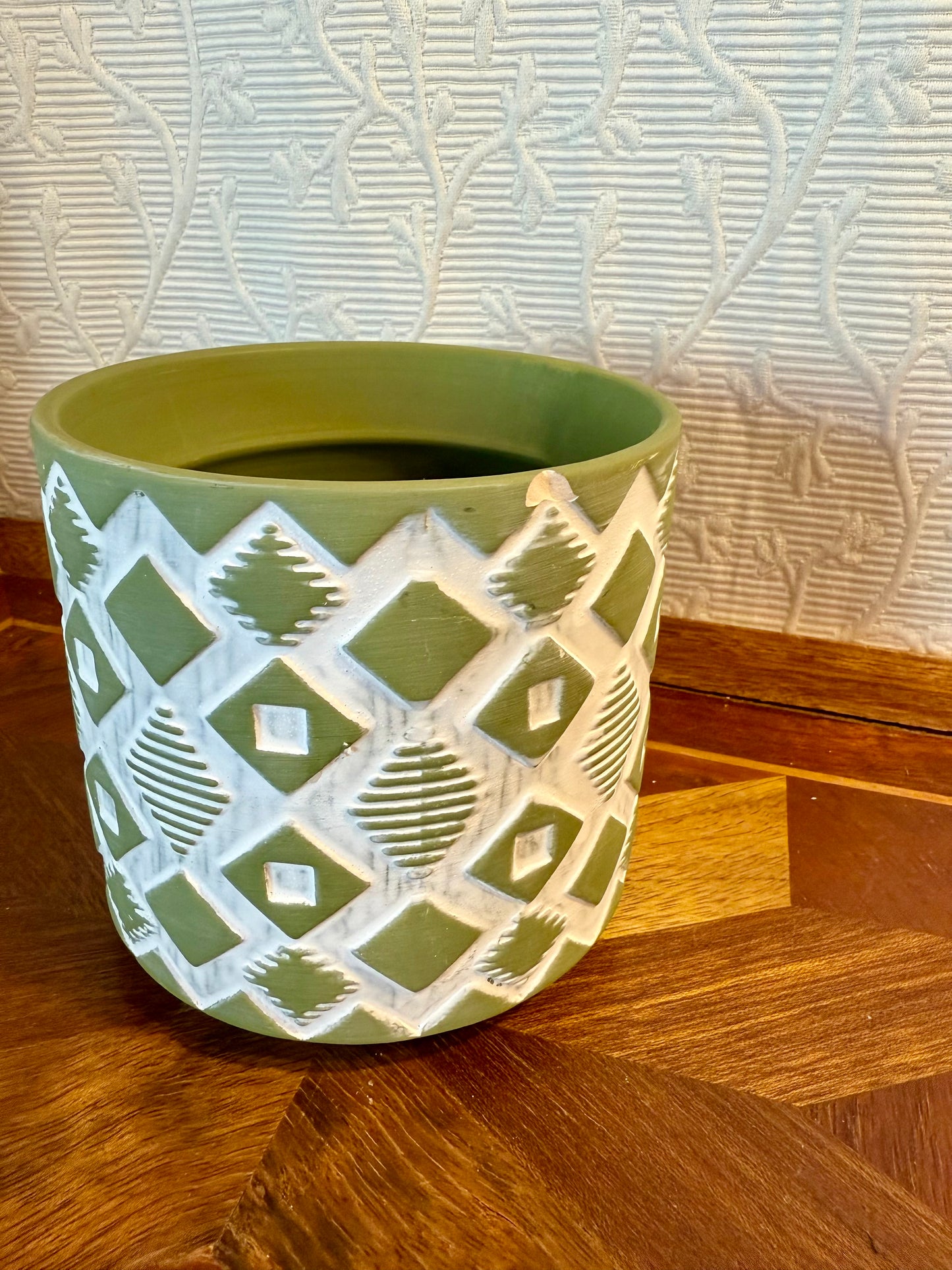 Green and White Planter Custom Candle