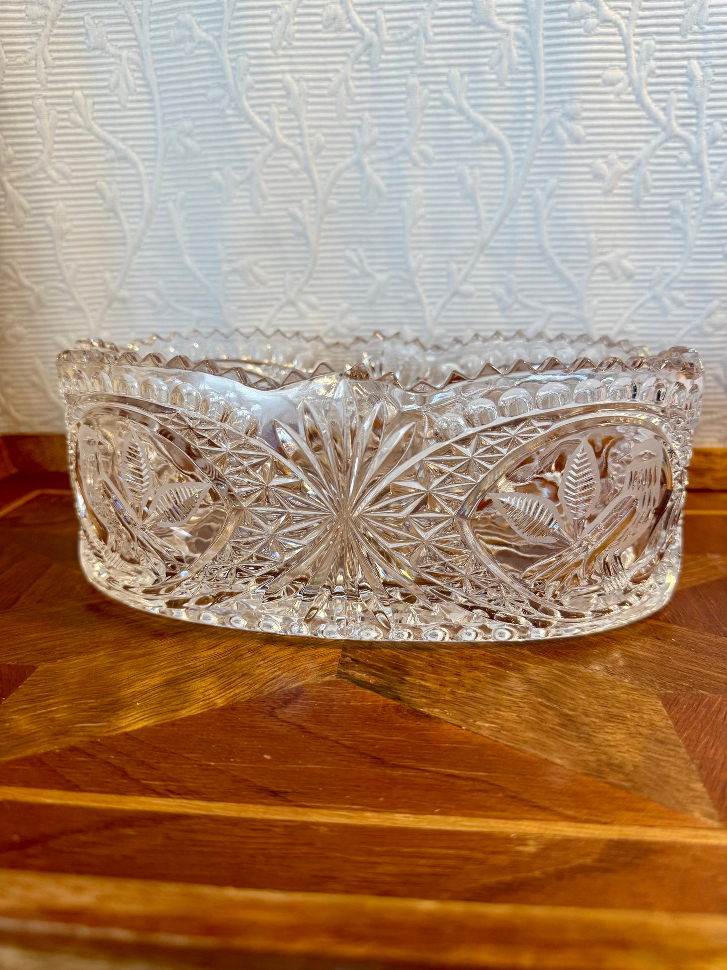 Oval Crystal Dish with Birds Custom Candle