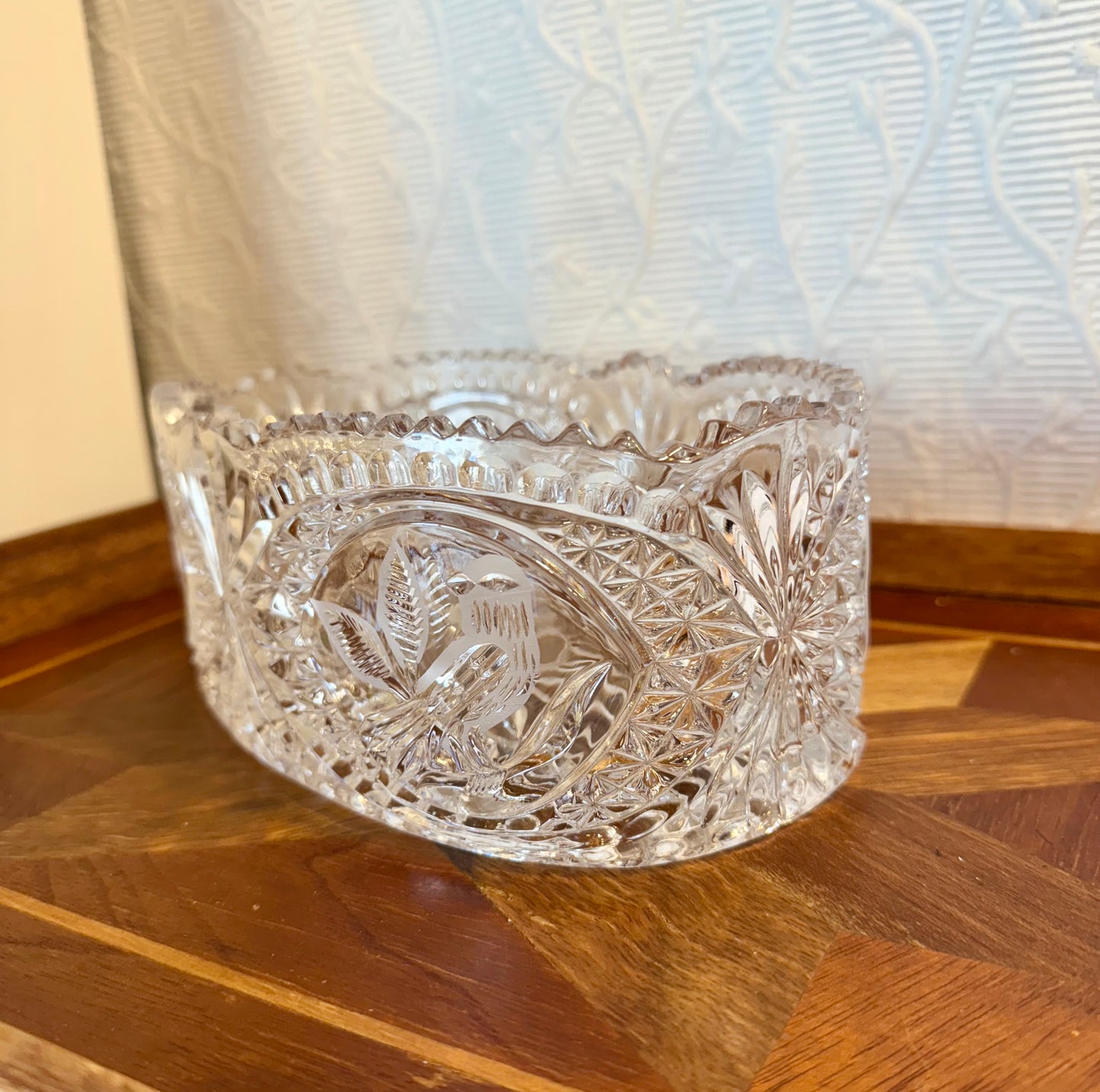 Oval Crystal Dish with Birds Custom Candle