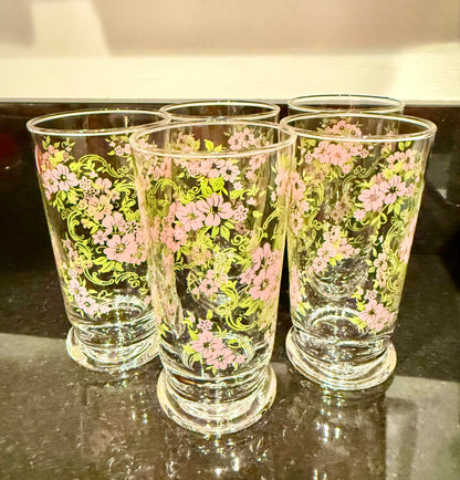 Custom Vintage Charm: Vintage Libbey Pink Floral Tumbler Candle