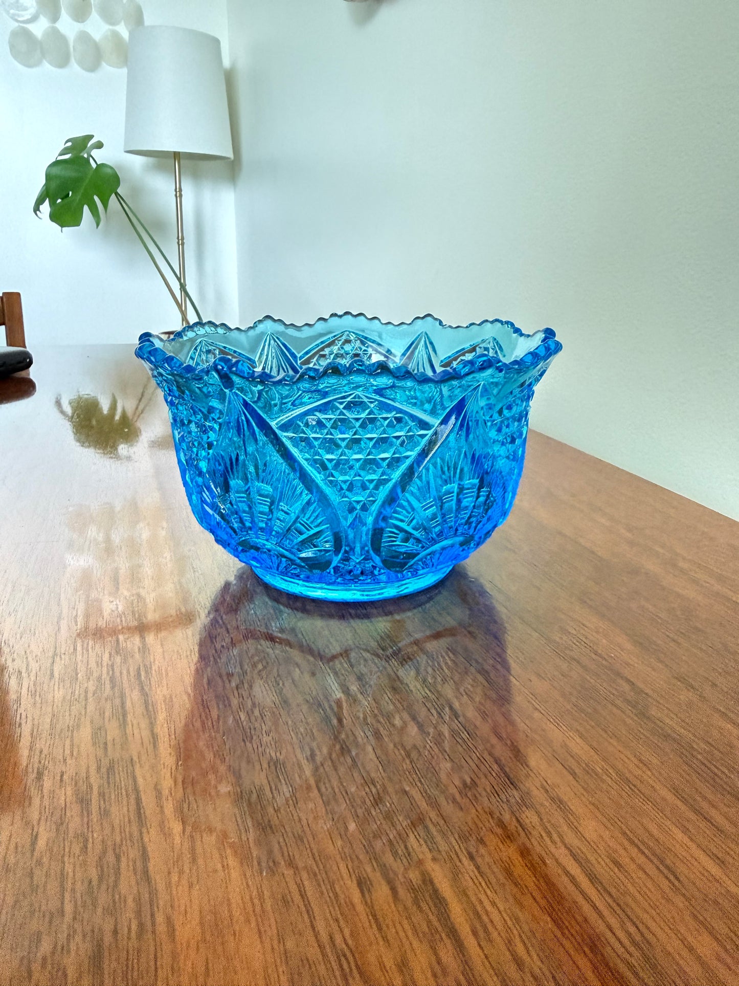 Mid-Century Brilliant Blue: Kemple Pressed Glass Candle