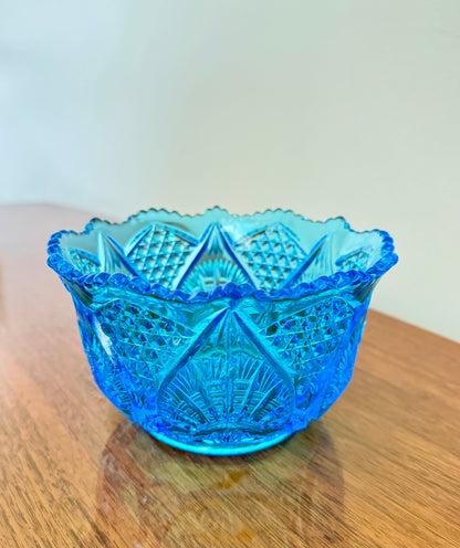 Mid-Century Brilliant Blue: Kemple Pressed Glass Candle