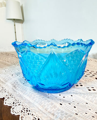 Mid-Century Brilliant Blue: Kemple Pressed Glass Candle