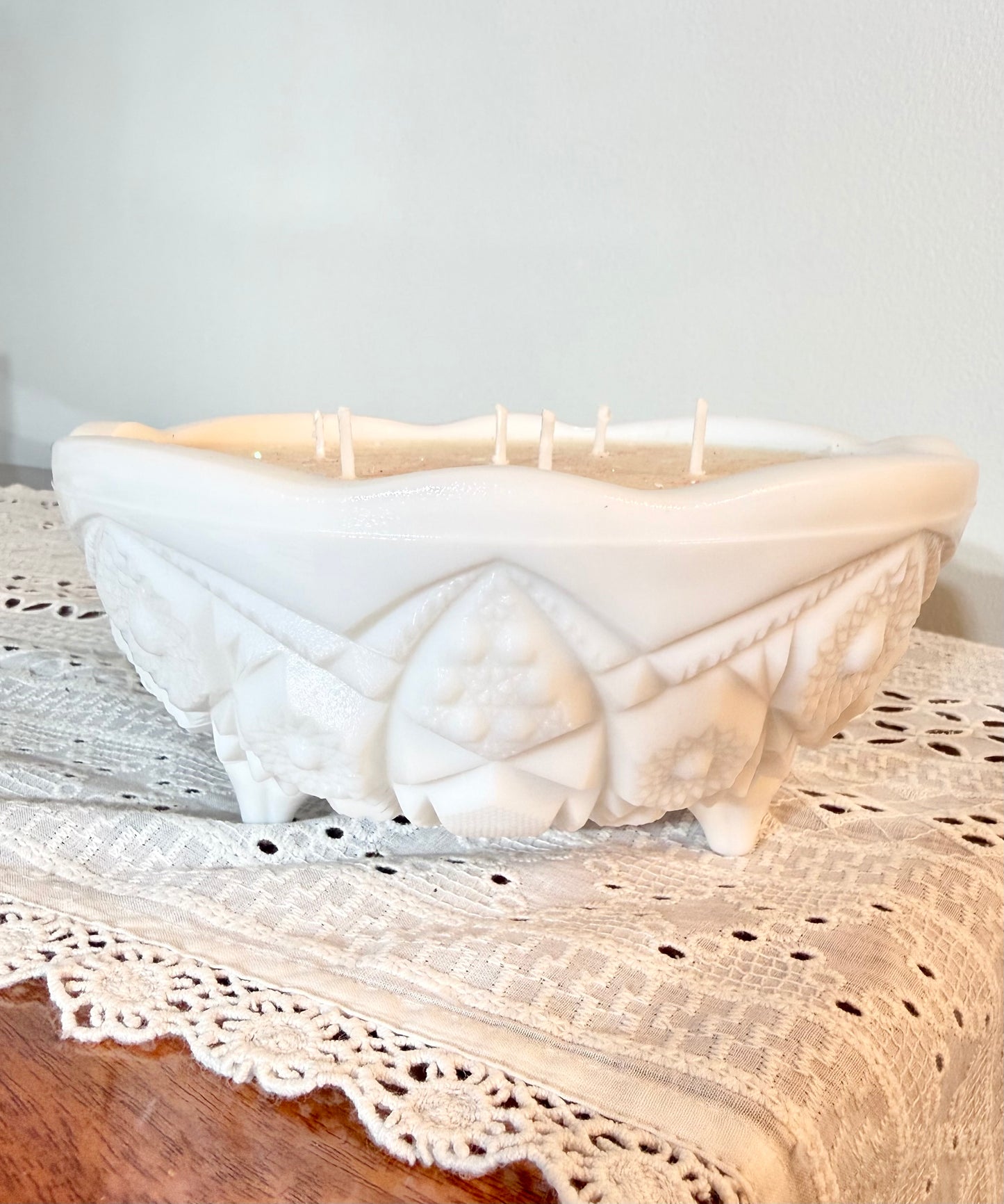 Vintage Style: Footed Milk Glass Volcano Candle