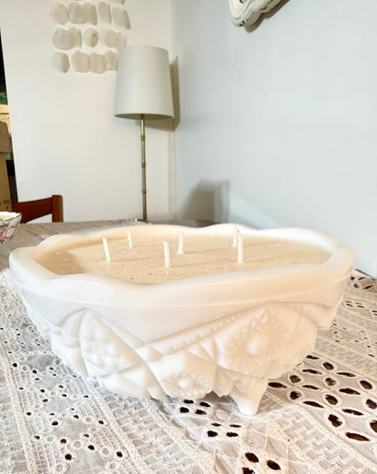 Vintage Style: Footed Milk Glass Volcano Candle