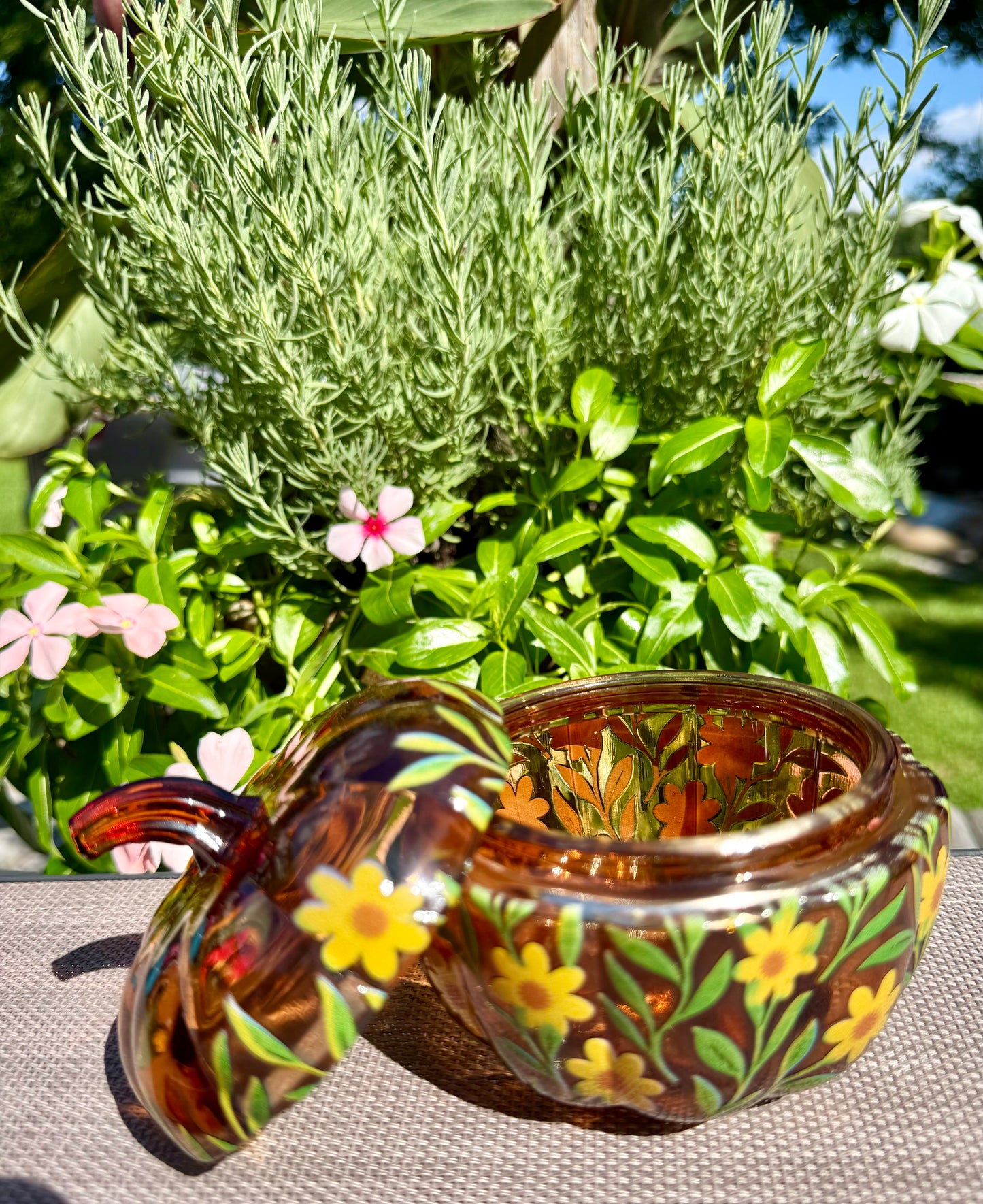 Amber Glass Floral Pumpkin Custom Candle