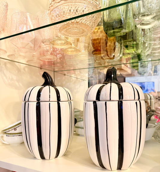 Black and White Striped Canister Custom Soy Candle
