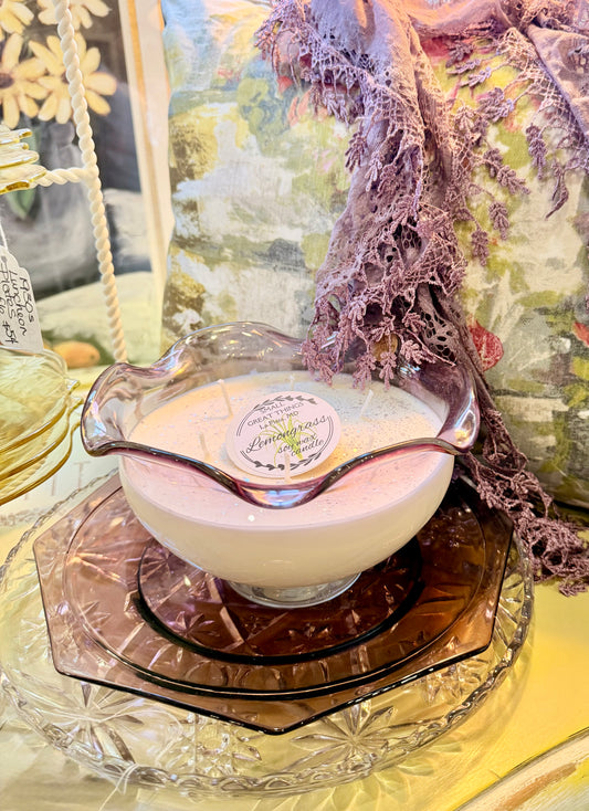 Purple Ruffle Edge Bowl Soy Wax Candle