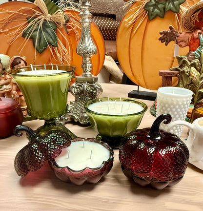 Burgundy Glass Pumpkin Soy Wax Candle