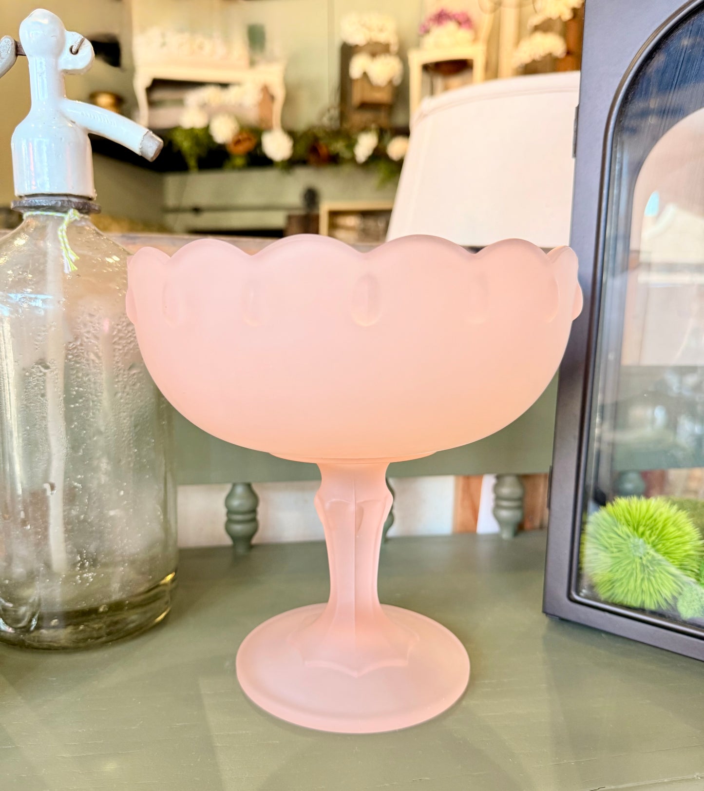 Frosted Pink Tear Drop Compote Custom Candle