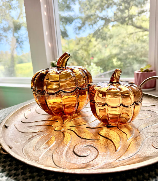 Large Amber Pumpkin Dish Custom Candle