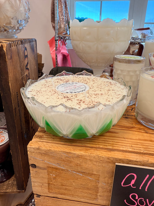 Green and Clear Geometric Bowl Candle